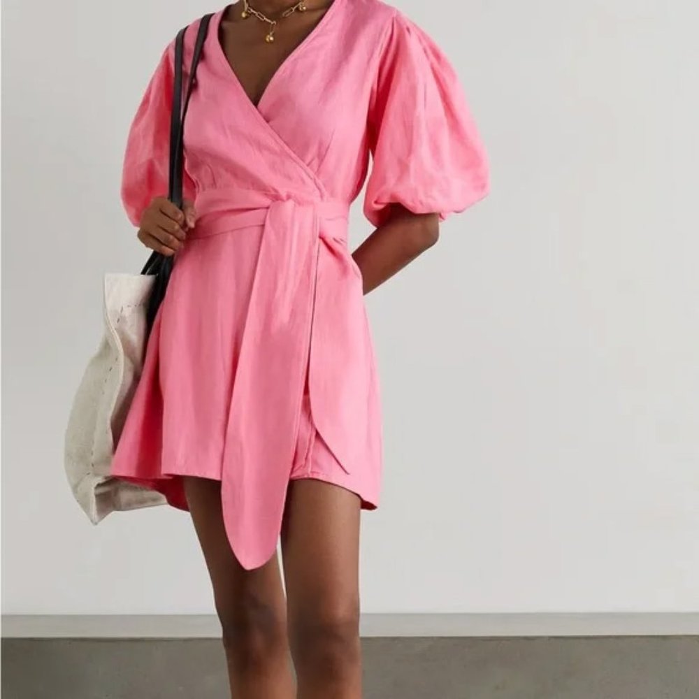 Faithful the Brand Linen Wrap Dress